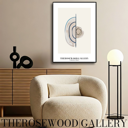 Minimalistisches druckbares Kunstwerk | Hohe Auflösung | Dezente Blautöne | Geometrische künstlerische Linien | Elegante Wand