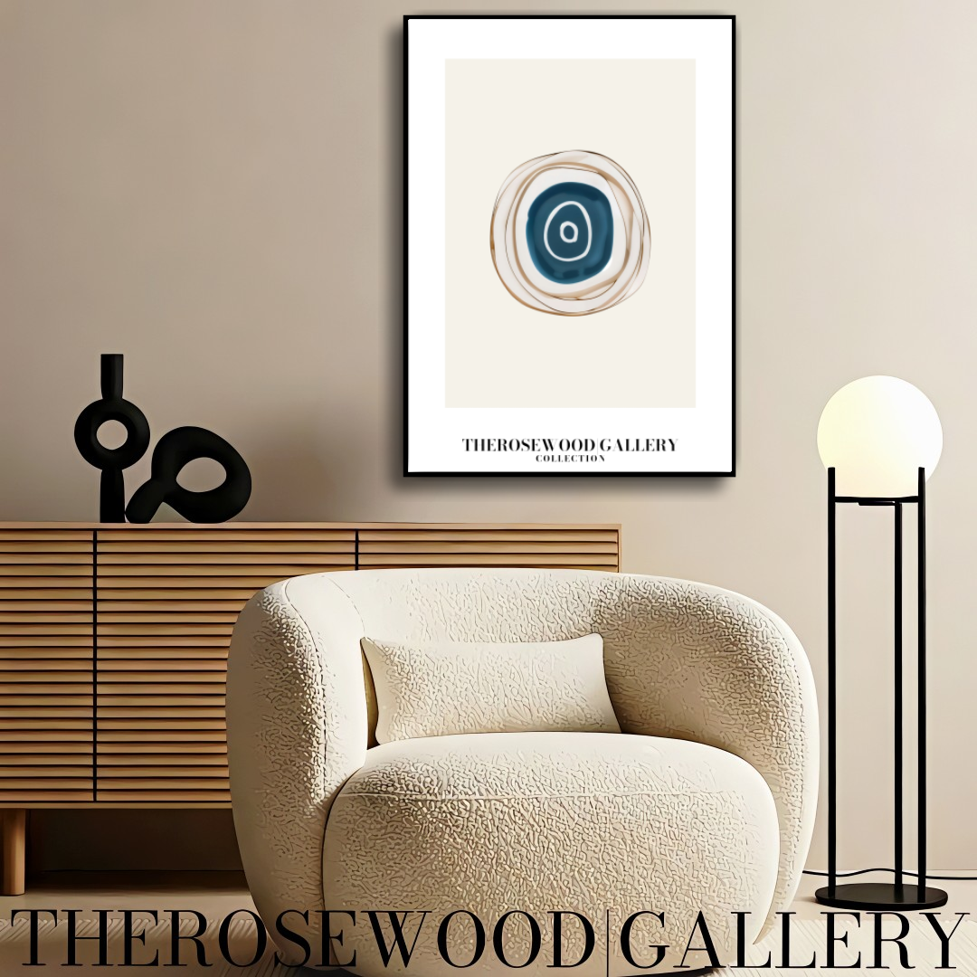 Contemporary Digital Art Print | Printable High Definition | Blue Hues |  Artistic Cercles Design | Serene Minimalist Atmosphere