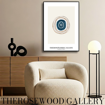 Contemporary Digital Art Print | Printable High Definition | Blue Hues |  Artistic Cercles Design | Serene Minimalist Atmosphere