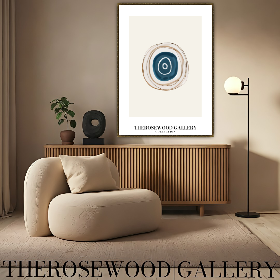 Contemporary Digital Art Print | Printable High Definition | Blue Hues |  Artistic Cercles Design | Serene Minimalist Atmosphere