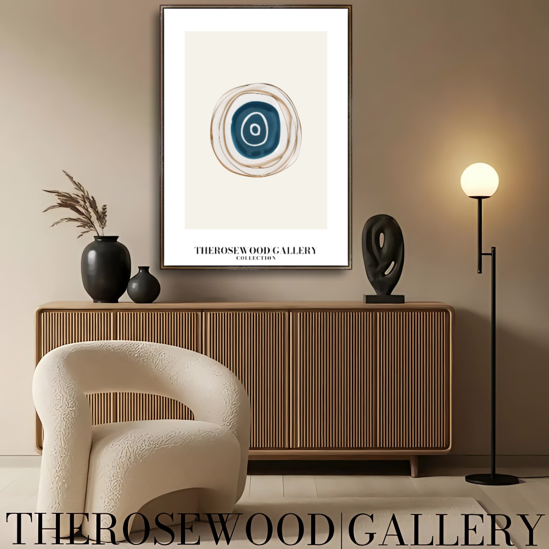 Contemporary Digital Art Print | Printable High Definition | Blue Hues |  Artistic Cercles Design | Serene Minimalist Atmosphere