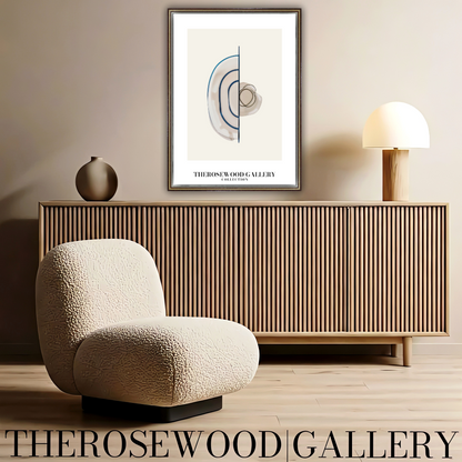 Minimalistisches druckbares Kunstwerk | Hohe Auflösung | Dezente Blautöne | Geometrische künstlerische Linien | Elegante Wand
