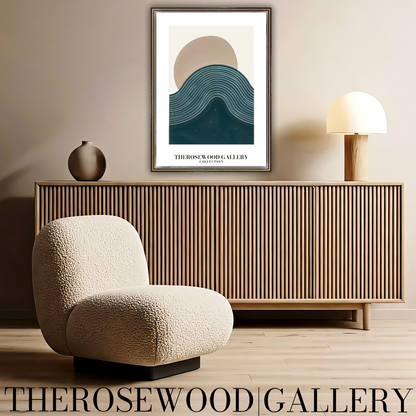 Printable Modern Digital Canvas | High Definition File | Blue Color Scheme | Cercle Shapes | Peaceful Minimalist Room