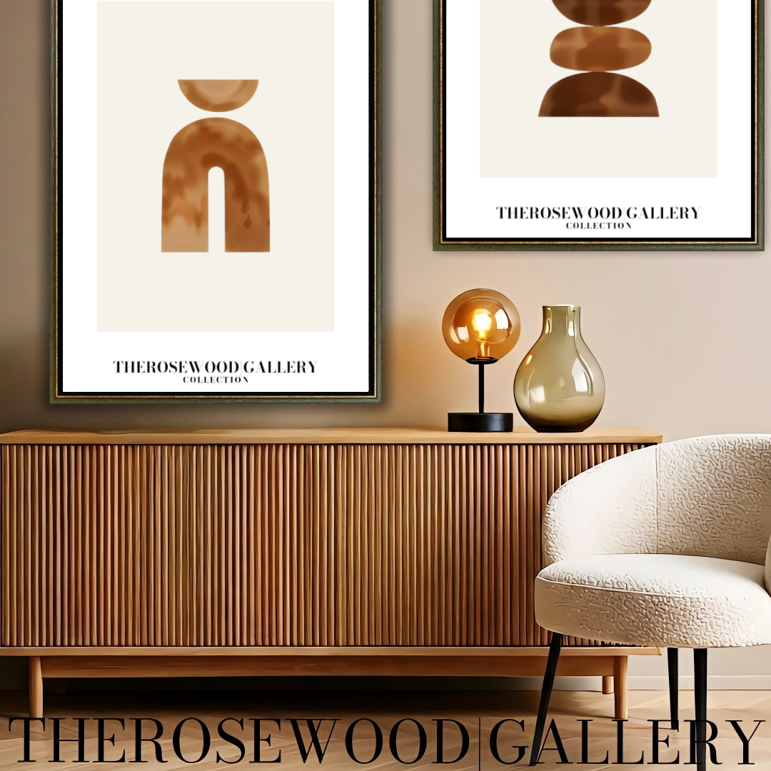 Art mural numérique Modern Balance | Impression haute définition | Tons bronze subtils | Élégance géométrique artistique | Décoration minimaliste