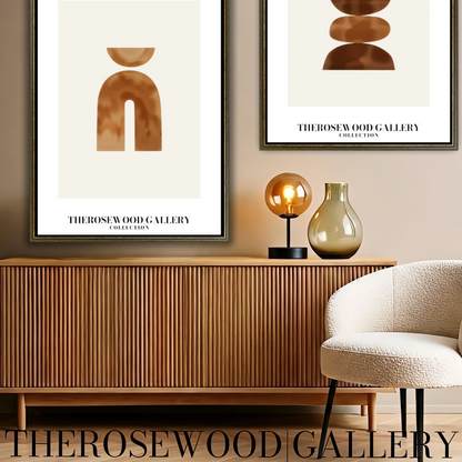 Art mural numérique Modern Balance | Impression haute définition | Tons bronze subtils | Élégance géométrique artistique | Décoration minimaliste