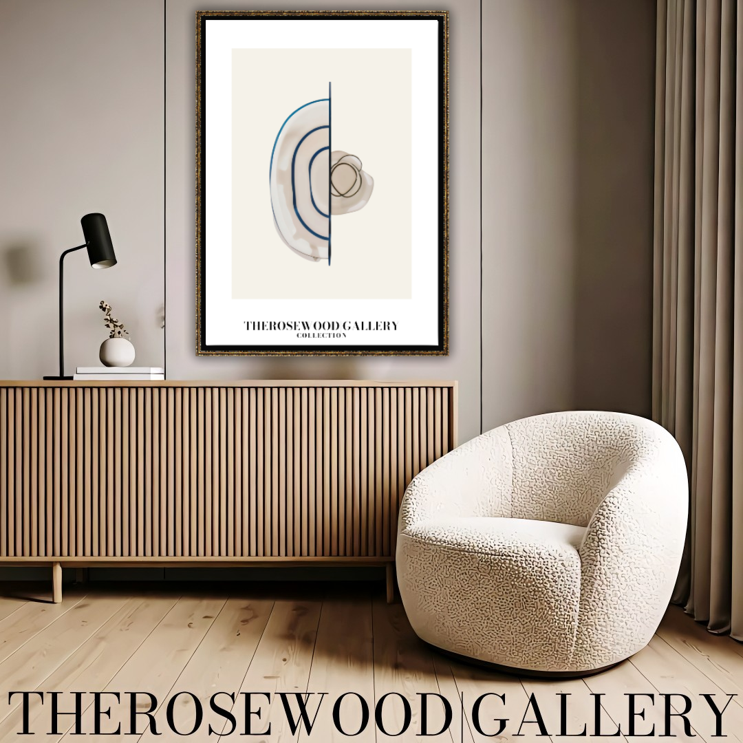 Minimalistisches druckbares Kunstwerk | Hohe Auflösung | Dezente Blautöne | Geometrische künstlerische Linien | Elegante Wand