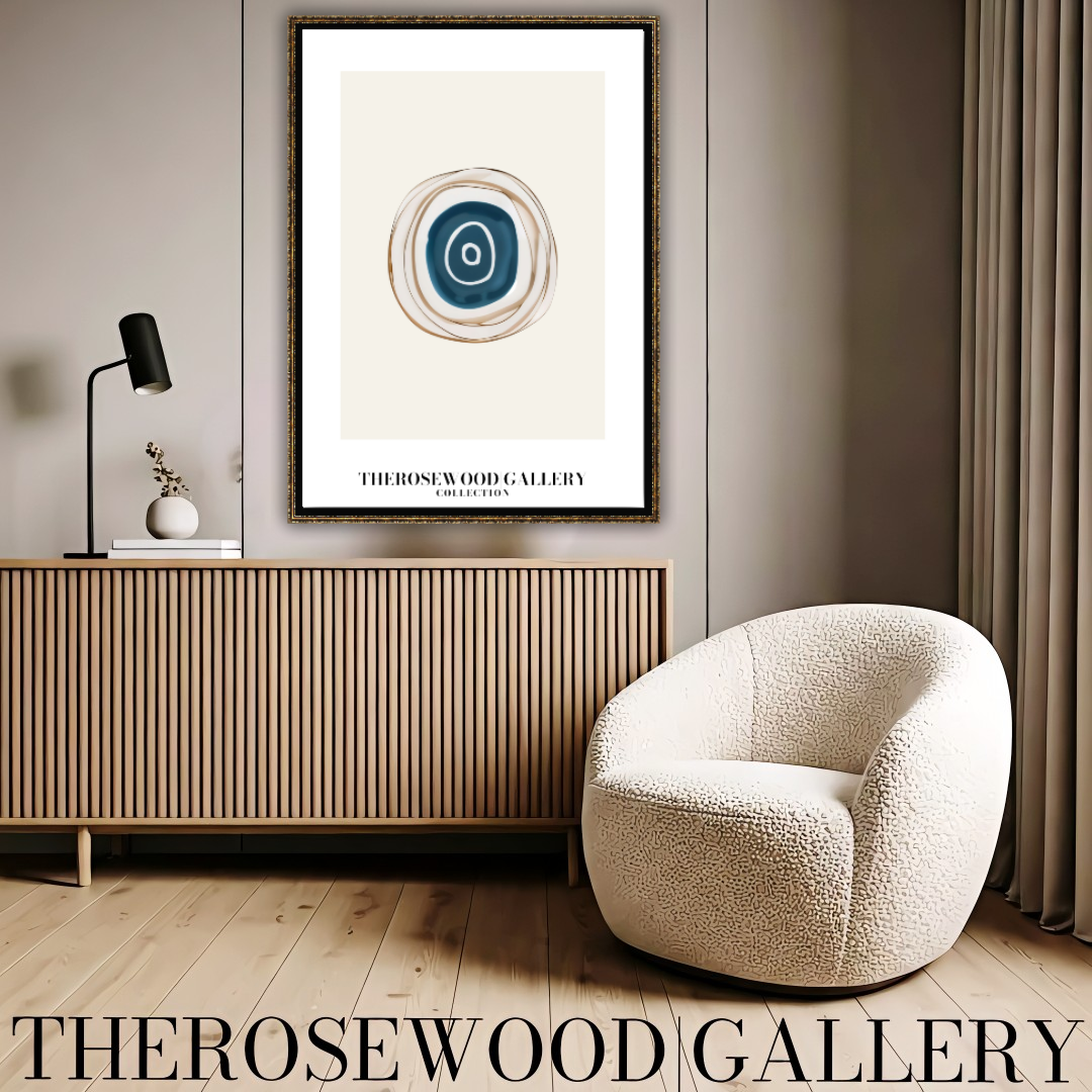 Contemporary Digital Art Print | Printable High Definition | Blue Hues |  Artistic Cercles Design | Serene Minimalist Atmosphere