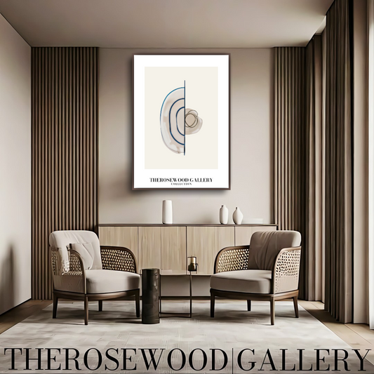 Minimalist Printable Art Piece | High Definition Quality | Subtle Blue Shades | Geometric Artistic Lines | Elegant Wall