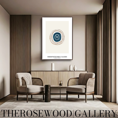 Contemporary Digital Art Print | Printable High Definition | Blue Hues |  Artistic Cercles Design | Serene Minimalist Atmosphere