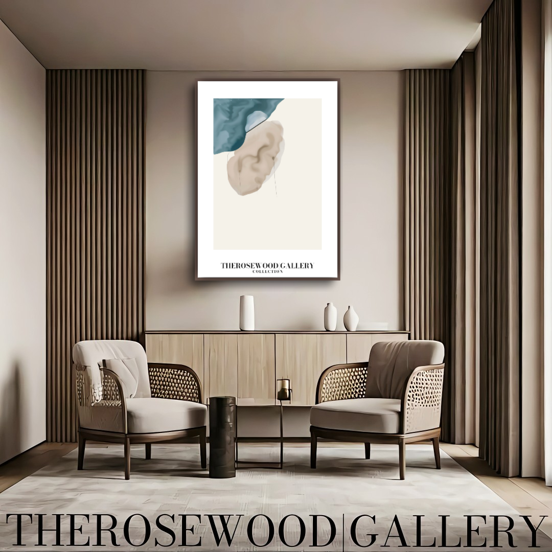 Refined Printable Digital Artwork | High Definition Quality | Elegant Soft Azur Tones | Beige Watercolor  | Minimalist Home