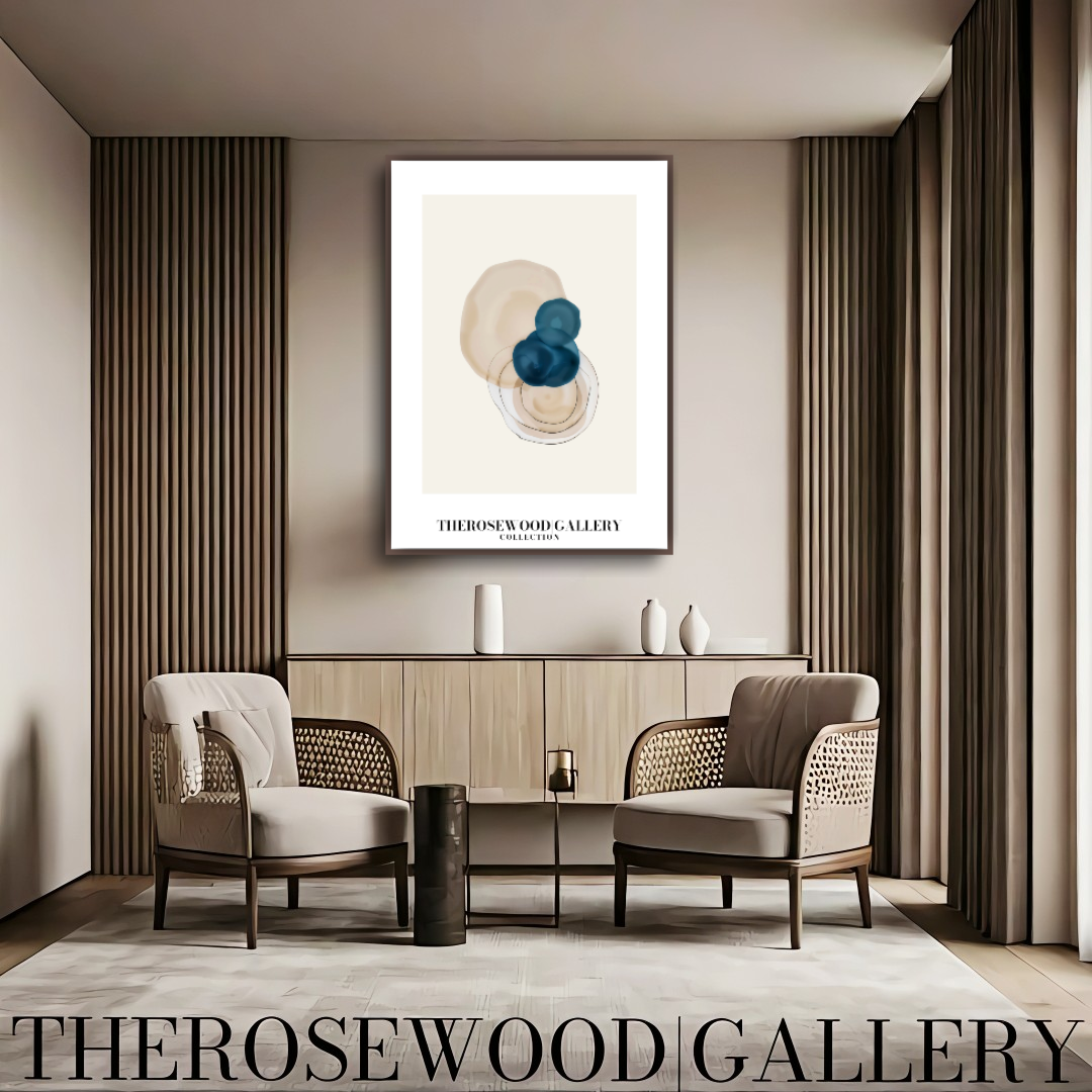 Künstlerische digitale Leinwand | Druckbare hochauflösende Wanddekoration | Azurblaue Palette | Moderne geometrische Kunst | Friedlicher Wohnraum