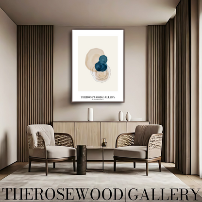 Künstlerische digitale Leinwand | Druckbare hochauflösende Wanddekoration | Azurblaue Palette | Moderne geometrische Kunst | Friedlicher Wohnraum