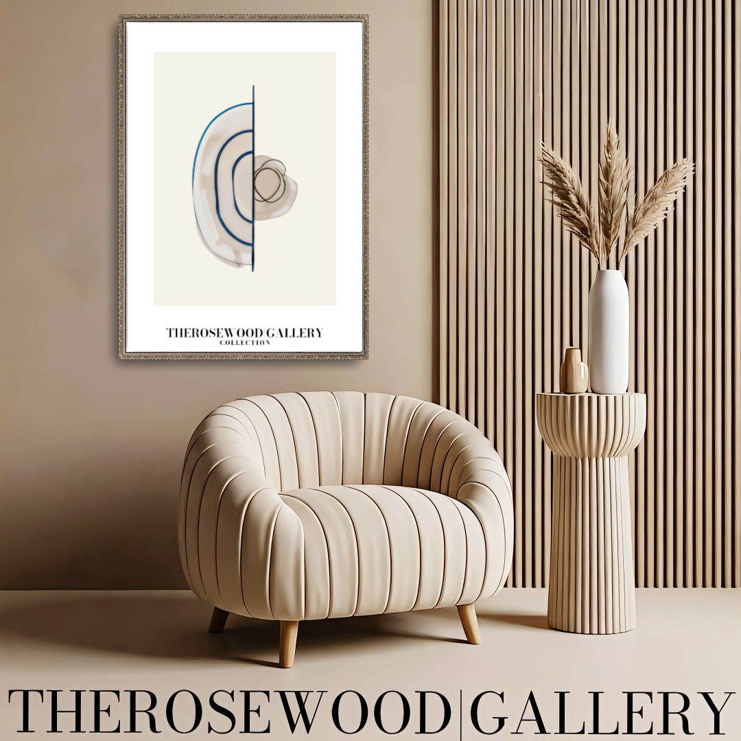 Minimalistisches druckbares Kunstwerk | Hohe Auflösung | Dezente Blautöne | Geometrische künstlerische Linien | Elegante Wand