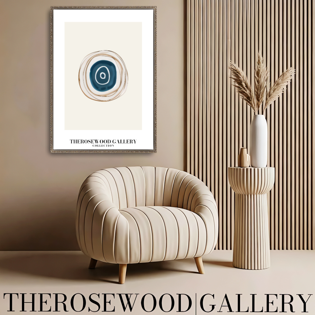 Contemporary Digital Art Print | Printable High Definition | Blue Hues |  Artistic Cercles Design | Serene Minimalist Atmosphere
