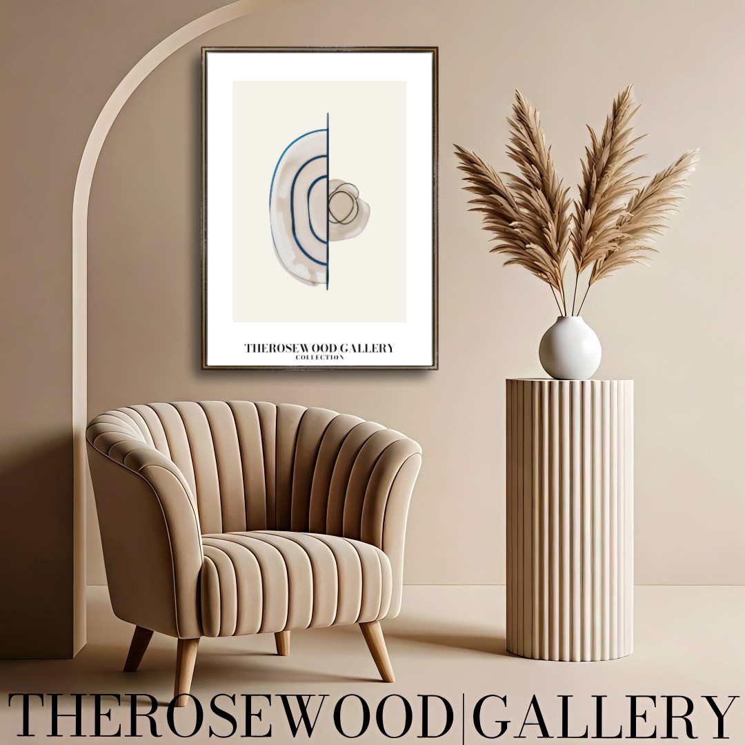 Minimalistisches druckbares Kunstwerk | Hohe Auflösung | Dezente Blautöne | Geometrische künstlerische Linien | Elegante Wand
