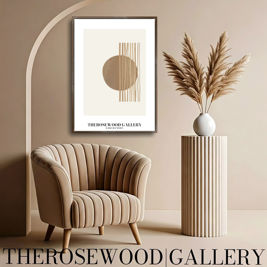 Minimalist Symmetry Digital Artwork | Modern Home Décor | Brun & Beige Color Scheme | Artistic Lines | Peaceful, Stylish Setting