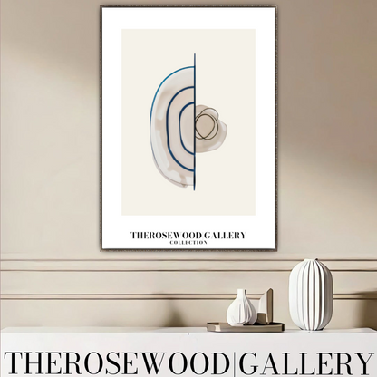 Minimalistisches druckbares Kunstwerk | Hohe Auflösung | Dezente Blautöne | Geometrische künstlerische Linien | Elegante Wand