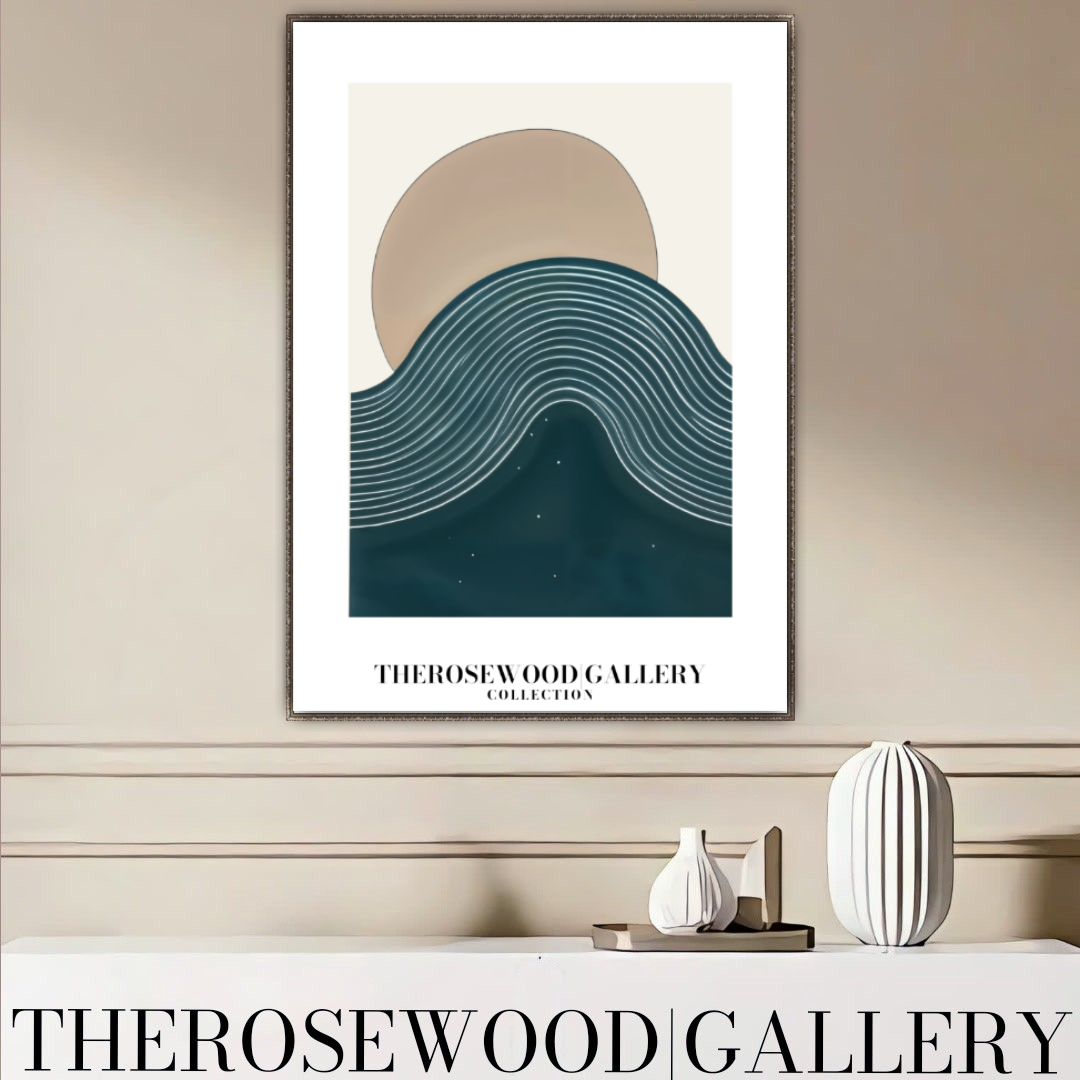 Printable Modern Digital Canvas | High Definition File | Blue Color Scheme | Cercle Shapes | Peaceful Minimalist Room