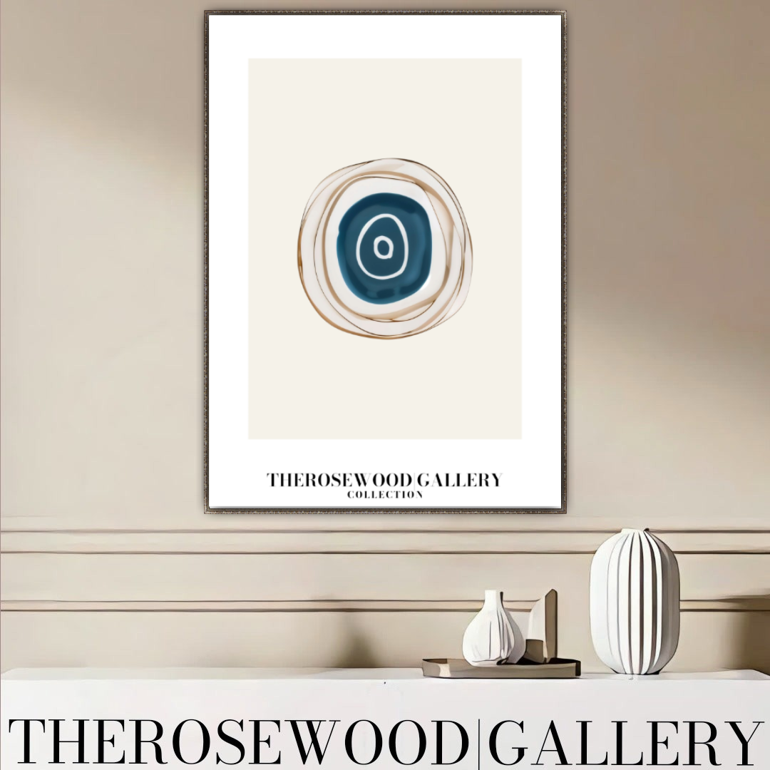 Contemporary Digital Art Print | Printable High Definition | Blue Hues |  Artistic Cercles Design | Serene Minimalist Atmosphere