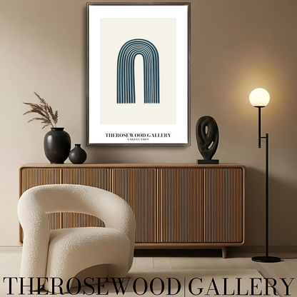Elegant Printable Digital Wall Art | High Definition Quality | Blue Turquoise Palette | Modern Arc Aesthetics | Soothing Home
