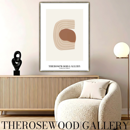 Affiche numérique artistique imprimable | Haute définition | Crème douce et terre cuite | Lignes géométriques | Style intérieur contemporain