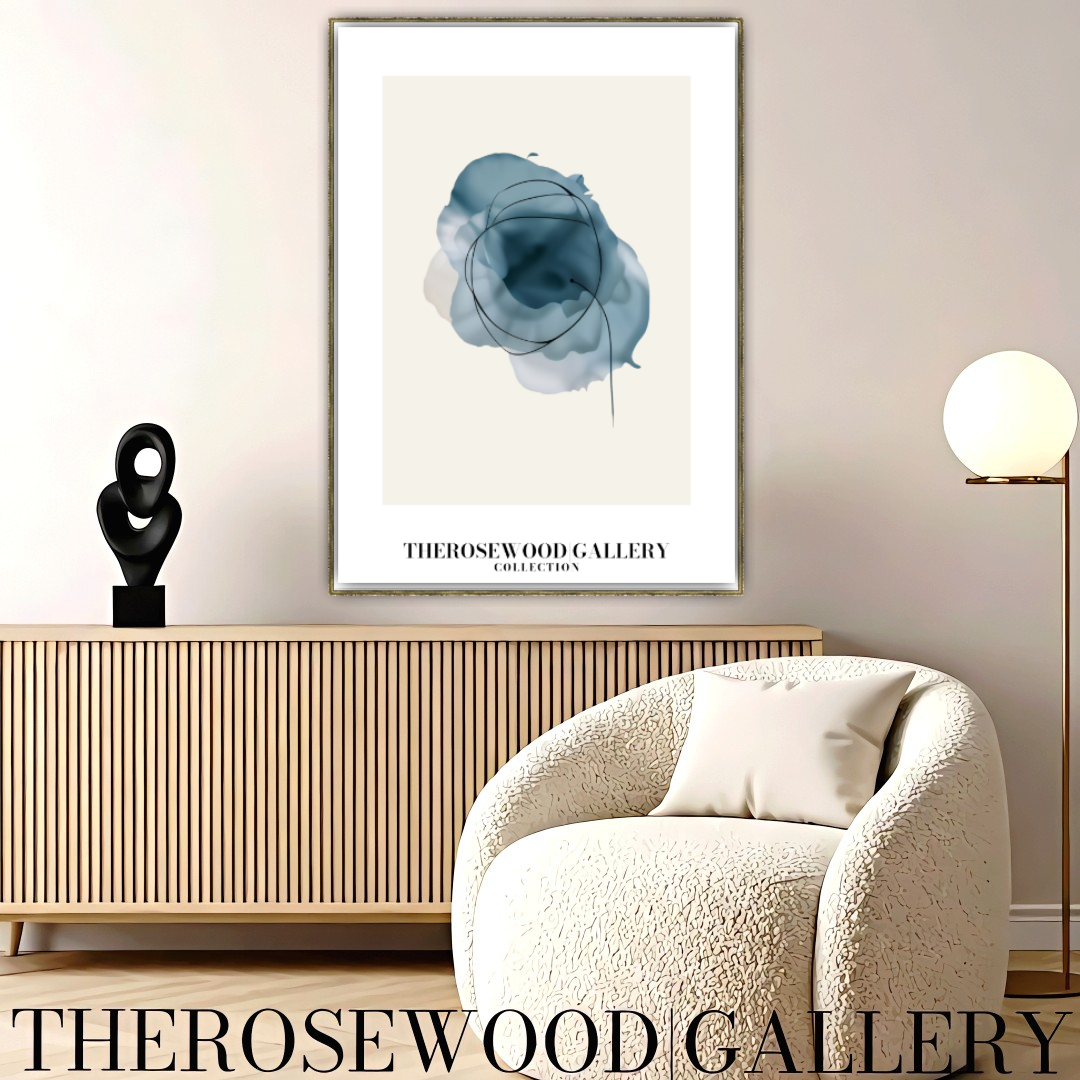 Décoration murale élégante et imprimable | Qualité haute définition | Aquarelle numérique | Esthétique bleue moderne | Maison chaleureuse