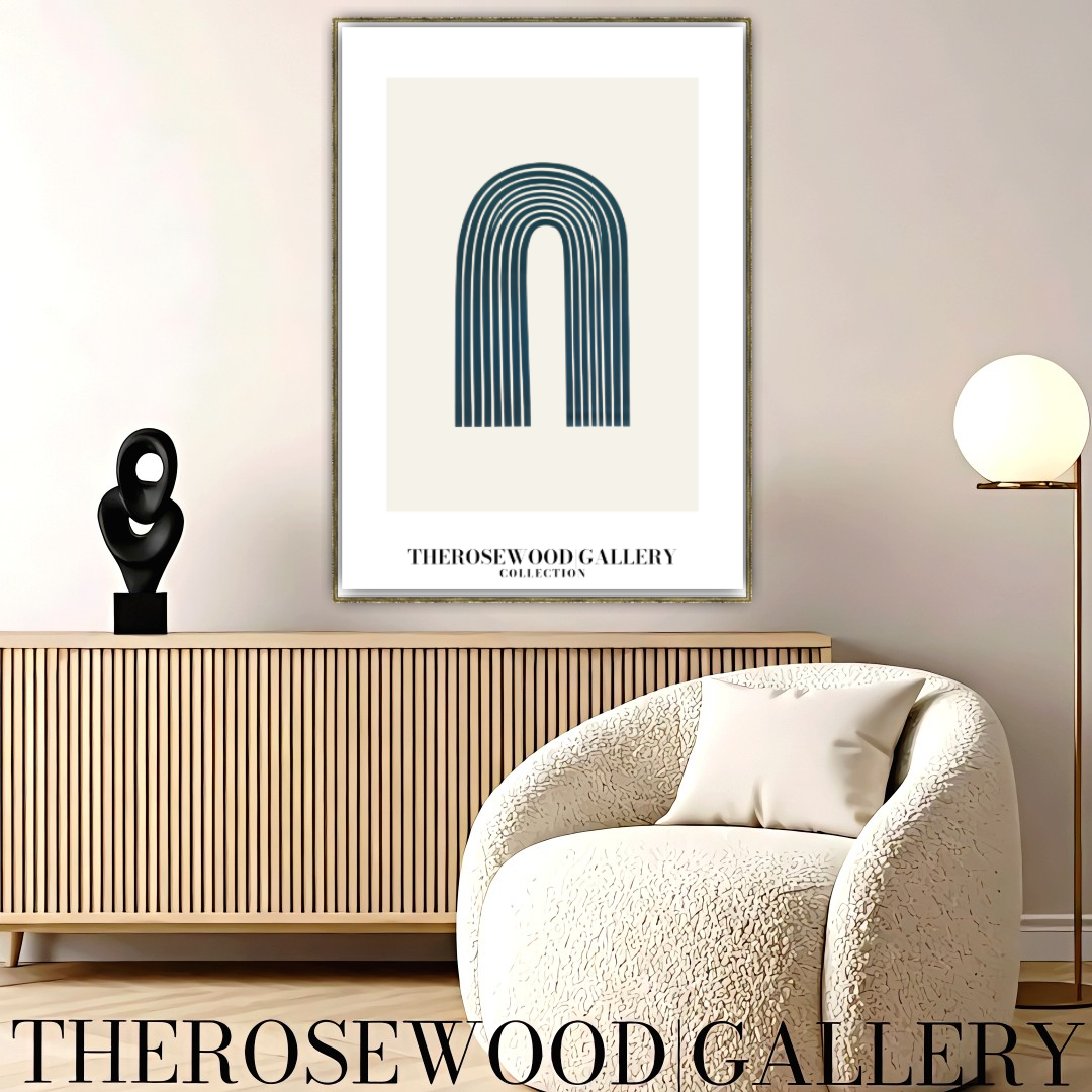 Elegant Printable Digital Wall Art | High Definition Quality | Blue Turquoise Palette | Modern Arc Aesthetics | Soothing Home
