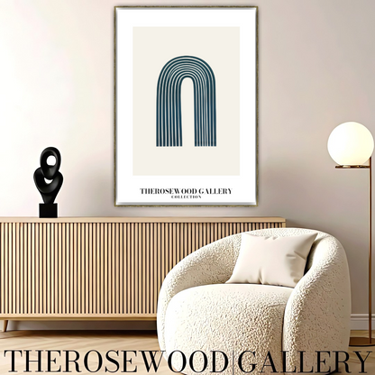 Elegant Printable Digital Wall Art | High Definition Quality | Blue Turquoise Palette | Modern Arc Aesthetics | Soothing Home
