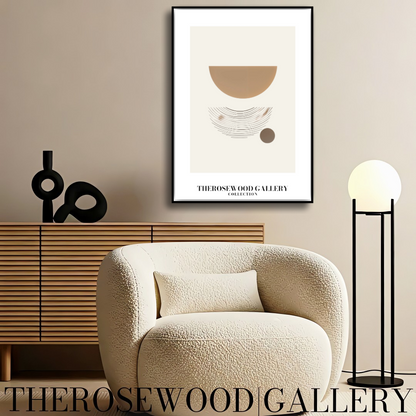Printable High-Resolution Wall Art | Warm Beige-Ochre & Ivory Palette | Artistic Lines | Subtle Minimalist Touch
