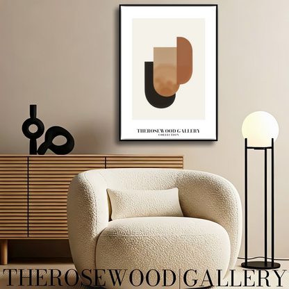 Druckbare moderne digitale Leinwand | Hochauflösende Datei | Warmes braunes Terrakotta-Farbschema | Künstlerische Formen | Friedlicher minimalistischer Raum