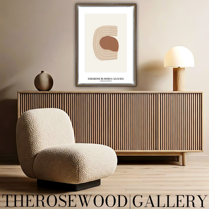 Affiche numérique artistique imprimable | Haute définition | Crème douce et terre cuite | Lignes géométriques | Style intérieur contemporain