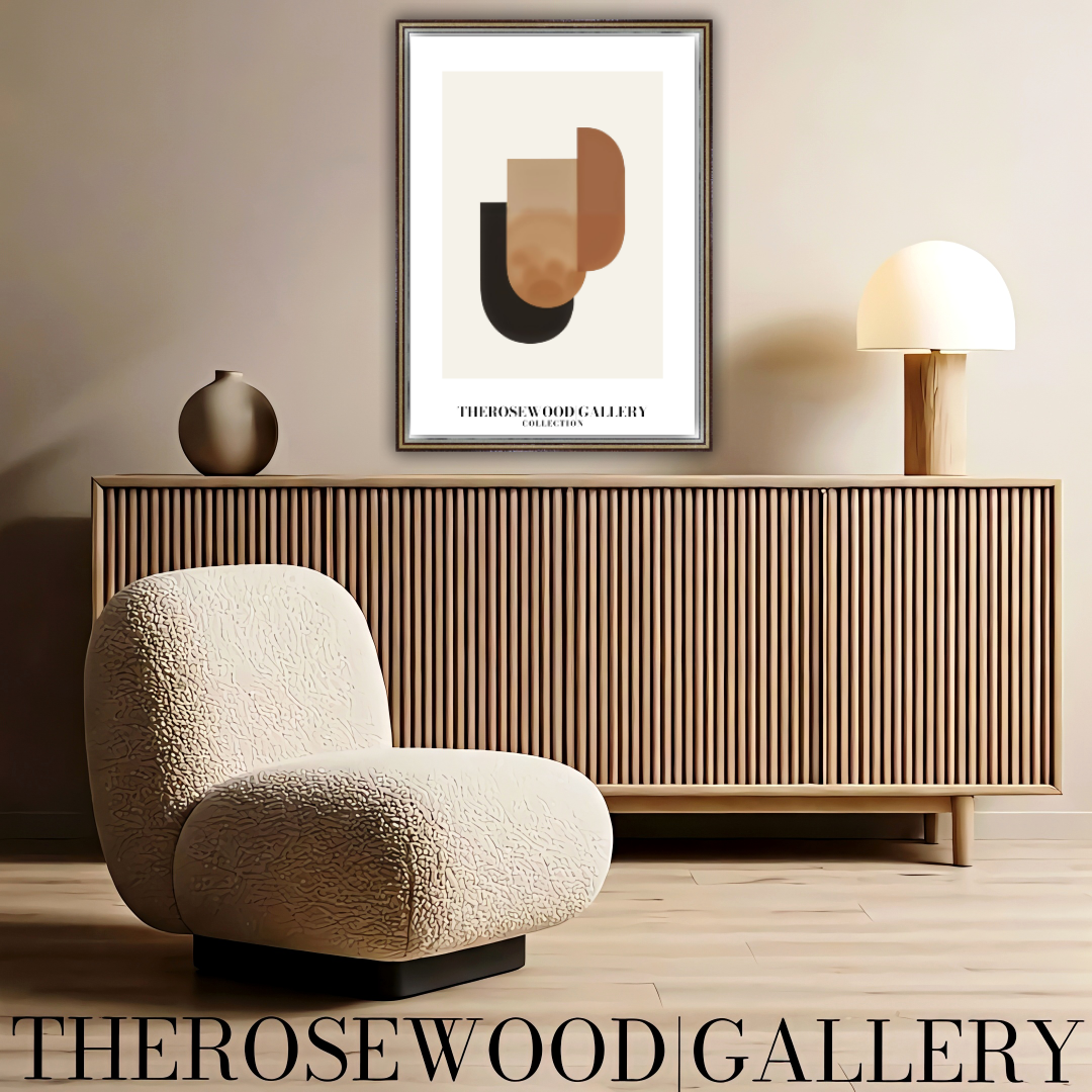 Druckbare moderne digitale Leinwand | Hochauflösende Datei | Warmes braunes Terrakotta-Farbschema | Künstlerische Formen | Friedlicher minimalistischer Raum