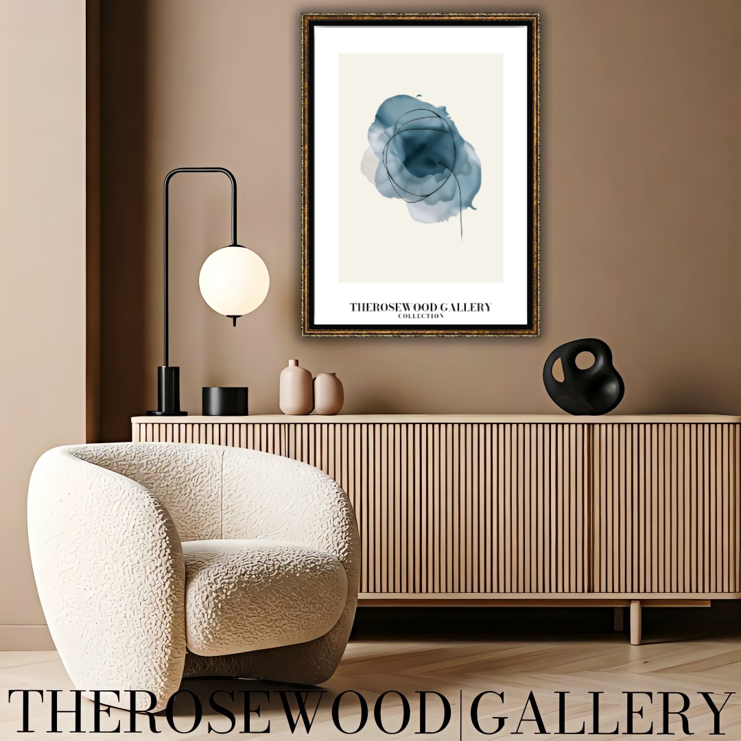 Décoration murale élégante et imprimable | Qualité haute définition | Aquarelle numérique | Esthétique bleue moderne | Maison chaleureuse