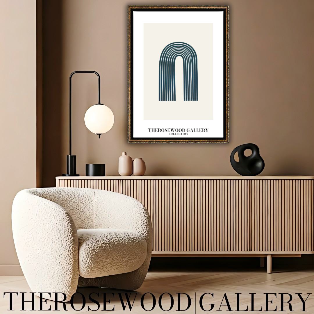 Elegant Printable Digital Wall Art | High Definition Quality | Blue Turquoise Palette | Modern Arc Aesthetics | Soothing Home