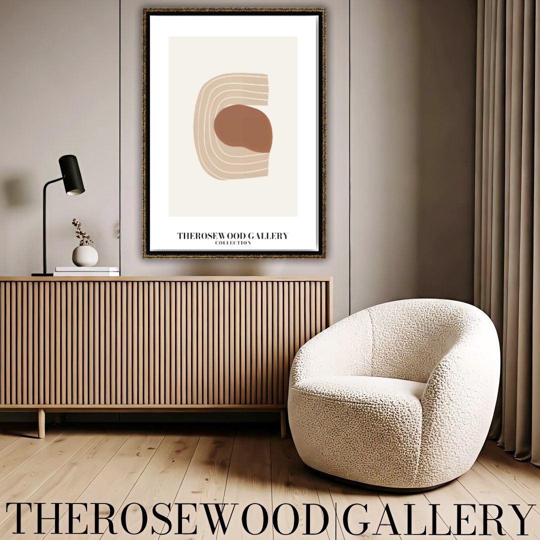 Affiche numérique artistique imprimable | Haute définition | Crème douce et terre cuite | Lignes géométriques | Style intérieur contemporain