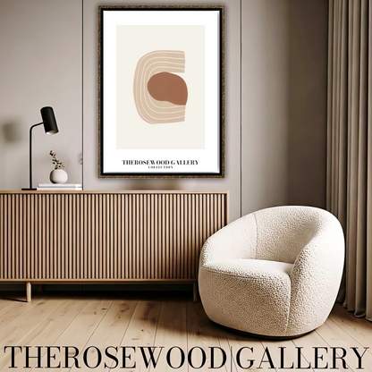Affiche numérique artistique imprimable | Haute définition | Crème douce et terre cuite | Lignes géométriques | Style intérieur contemporain