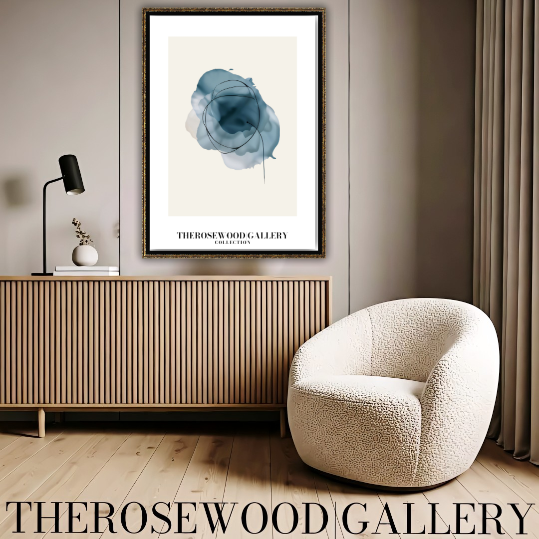 Décoration murale élégante et imprimable | Qualité haute définition | Aquarelle numérique | Esthétique bleue moderne | Maison chaleureuse