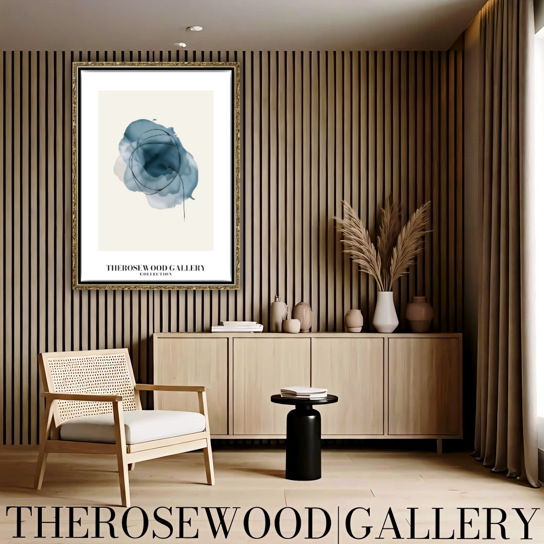 Décoration murale élégante et imprimable | Qualité haute définition | Aquarelle numérique | Esthétique bleue moderne | Maison chaleureuse