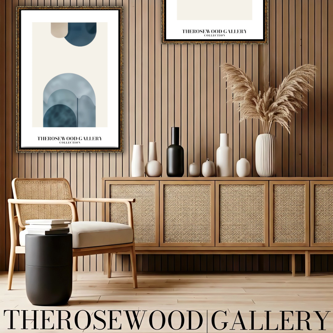 Art imprimable haute définition | Design contemporain aux courbes | Teintes bleu et beige-gris | Art minimaliste | Décoration murale sereine