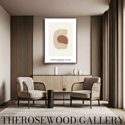 Affiche numérique artistique imprimable | Haute définition | Crème douce et terre cuite | Lignes géométriques | Style intérieur contemporain