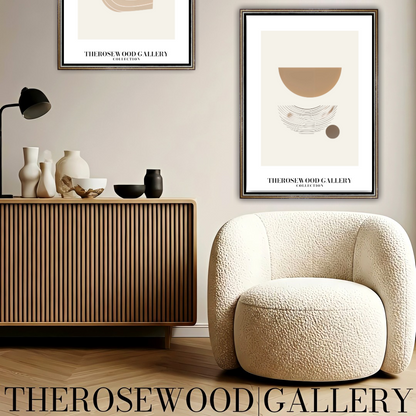 Printable High-Resolution Wall Art | Warm Beige-Ochre & Ivory Palette | Artistic Lines | Subtle Minimalist Touch