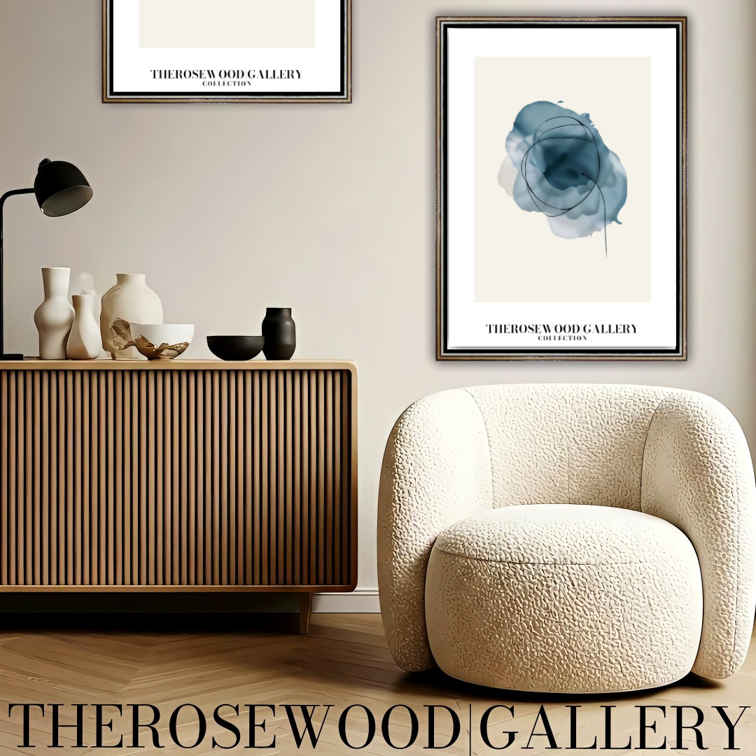 Décoration murale élégante et imprimable | Qualité haute définition | Aquarelle numérique | Esthétique bleue moderne | Maison chaleureuse