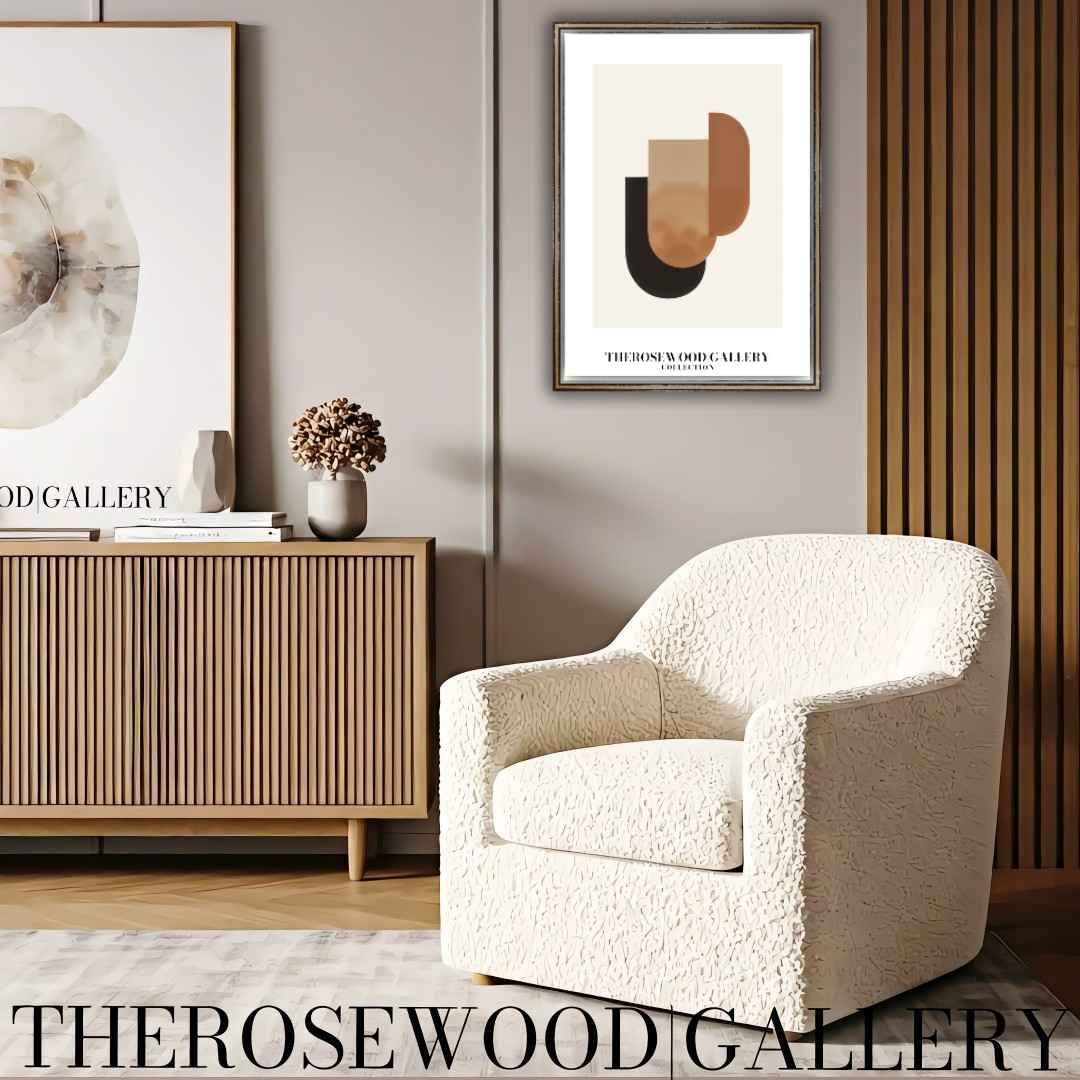 Druckbare moderne digitale Leinwand | Hochauflösende Datei | Warmes braunes Terrakotta-Farbschema | Künstlerische Formen | Friedlicher minimalistischer Raum