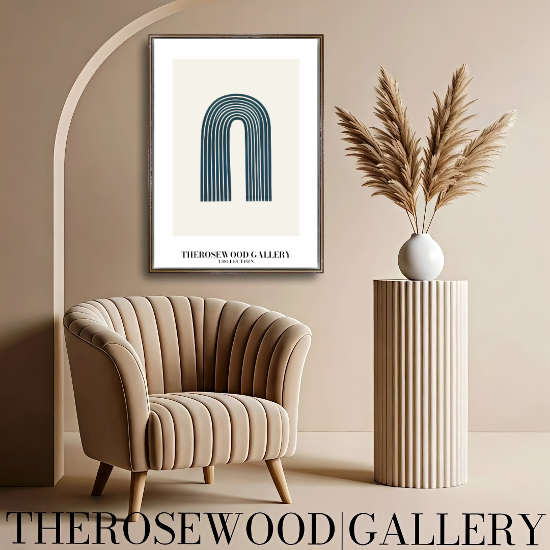 Elegant Printable Digital Wall Art | High Definition Quality | Blue Turquoise Palette | Modern Arc Aesthetics | Soothing Home