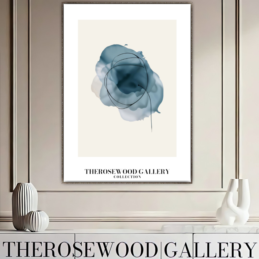 Décoration murale élégante et imprimable | Qualité haute définition | Aquarelle numérique | Esthétique bleue moderne | Maison chaleureuse