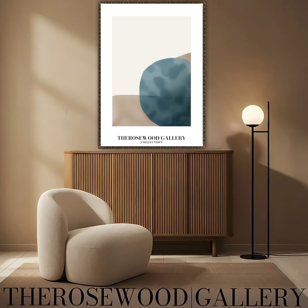 Modern Printable Art Poster | High Definition Print Ready | Soft  Sandstone & Blue Hues | Abstract Geometry | Elegant Art Piece