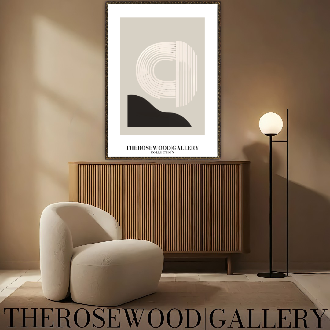 Sophisticated Printable Digital Artwork | Ultra High Definition | Gentle Gray-Sand & Black Tones | Contemporary Abstract Motifs