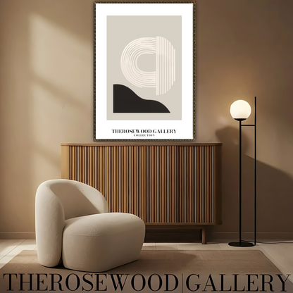 Sophisticated Printable Digital Artwork | Ultra High Definition | Gentle Gray-Sand & Black Tones | Contemporary Abstract Motifs