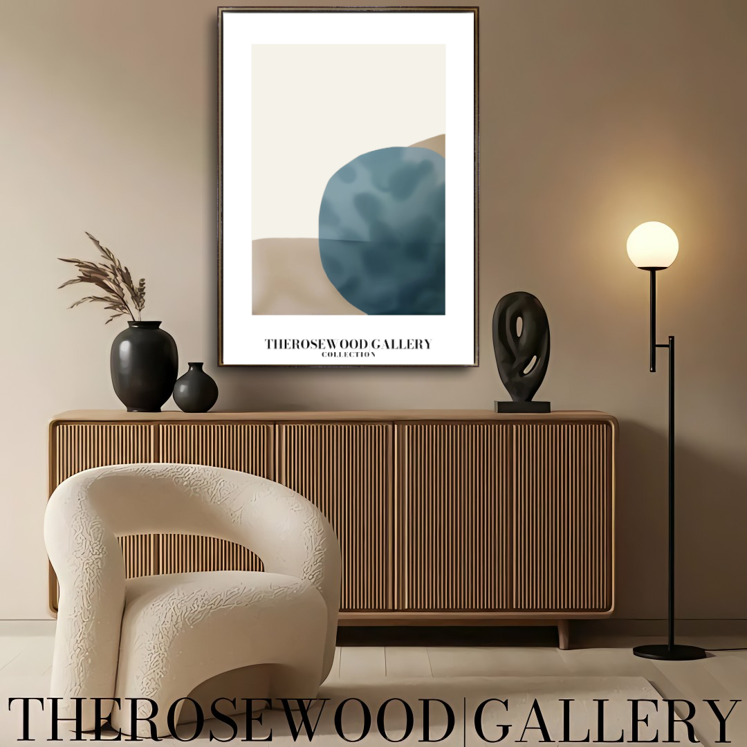 Modern Printable Art Poster | High Definition Print Ready | Soft  Sandstone & Blue Hues | Abstract Geometry | Elegant Art Piece