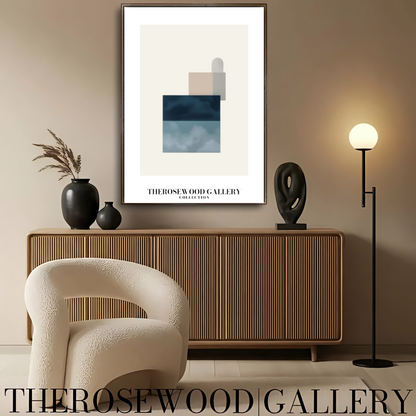 Printable Digital Canvas | High Definition Quality | Muted Blue Gray & Cream Shades | Square Forms